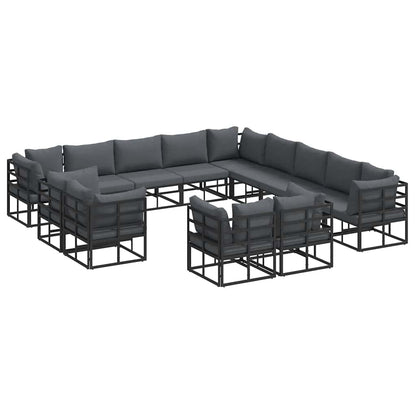 Gartensofa-set mit Kissen 13 pcs Schwarz Aluminium