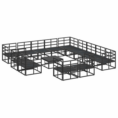 vidaXL Salon de jardin avec coussins 14 pcs Noir Aluminium