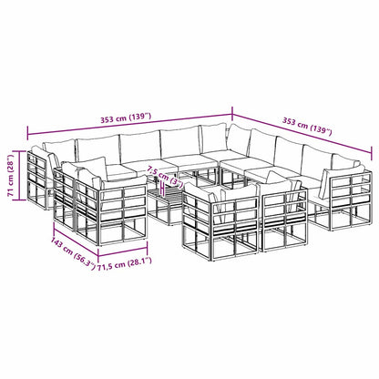 vidaXL Salon de jardin avec coussins 14 pcs Noir Aluminium