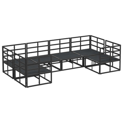 Gartensofa-set mit Kissen 6 pcs Schwarz Aluminium