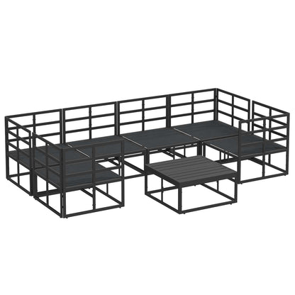 vidaXL Salon de jardin avec coussins 7 pcs Noir Aluminium