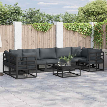 vidaXL Ensemble de canapés de jardin avec coussins 7 pcs Noir Aluminium
