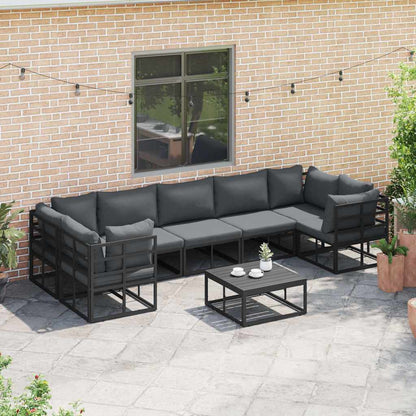vidaXL Ensemble de canapés de jardin avec coussins 7 pcs Noir Aluminium