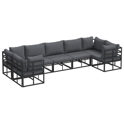 vidaXL Ensemble de canapés de jardin avec coussins 7 pcs Noir Aluminium