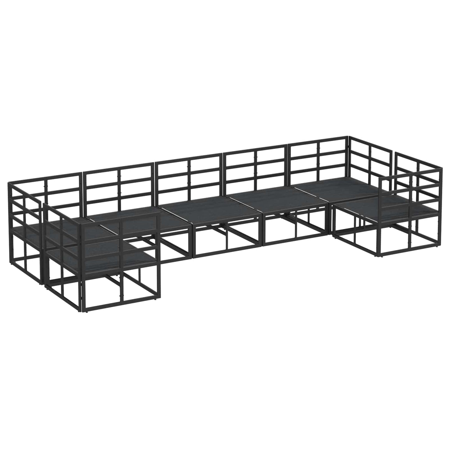vidaXL Ensemble de canapés de jardin avec coussins 7 pcs Noir Aluminium