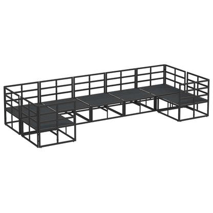 vidaXL Ensemble de canapés de jardin avec coussins 7 pcs Noir Aluminium