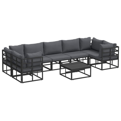 Gartensofa-set mit Kissen 8 pcs Schwarz Aluminium