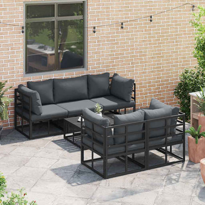 Gartensofa-set mit Kissen 6 pcs Schwarz Stahl