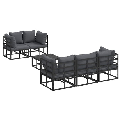 Gartensofa-set mit Kissen 6 pcs Schwarz Stahl
