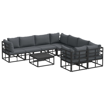 Gartensofa-set mit Kissen 9 pcs Schwarz Stahl