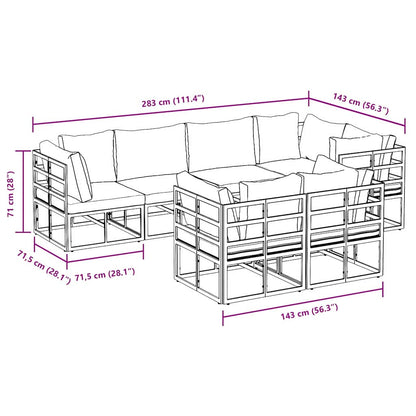 Gartensofa-set mit Kissen 7 pcs Schwarz Stahl