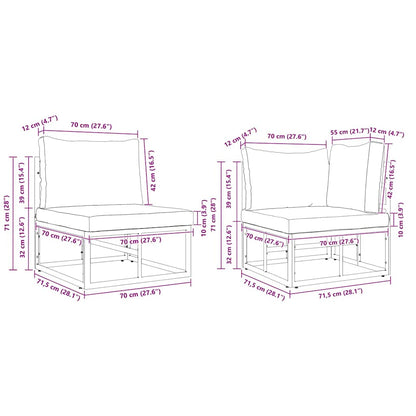 Gartensofa-set mit Kissen 7 pcs Schwarz Stahl