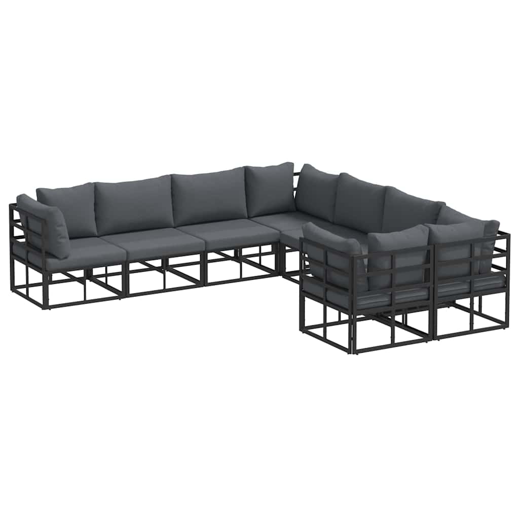 Gartensofa-set mit Kissen 8 pcs Schwarz Stahl