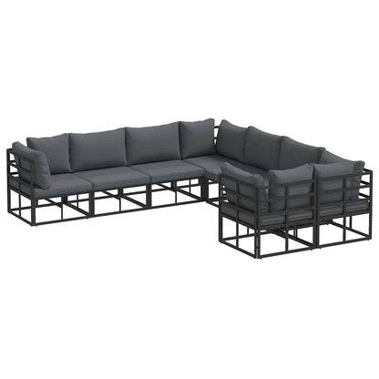 Gartensofa-set mit Kissen 8 pcs Schwarz Stahl