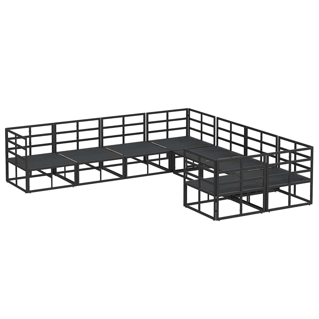 Gartensofa-set mit Kissen 8 pcs Schwarz Stahl