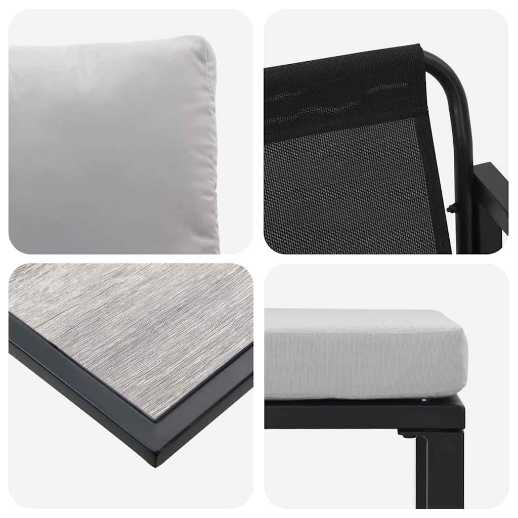 vidaXL Salon de jardin avec coussins 6 pcs Acier Noir