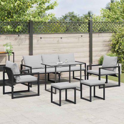 vidaXL Salon de jardin avec coussins 6 pcs Acier Noir
