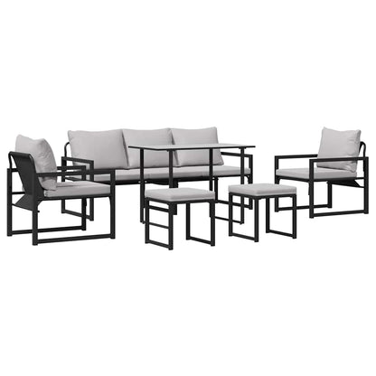 vidaXL Salon de jardin avec coussins 6 pcs Acier Noir