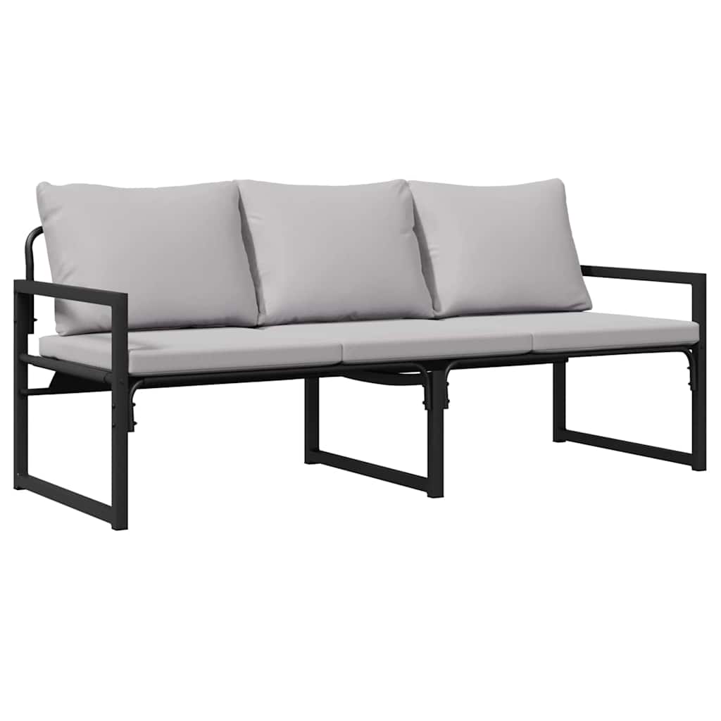vidaXL Salon de jardin avec coussins 6 pcs Acier Noir