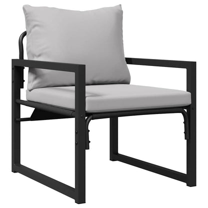 vidaXL Salon de jardin avec coussins 6 pcs Acier Noir