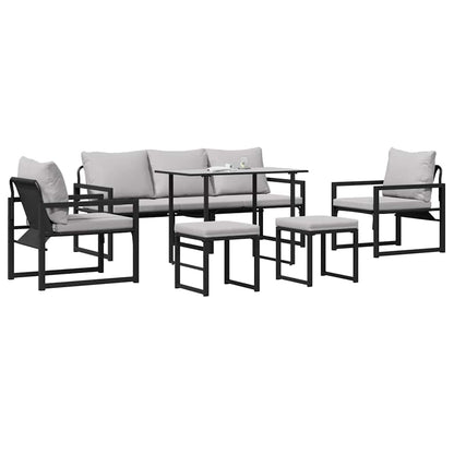 vidaXL Salon de jardin avec coussins 6 pcs Acier Noir