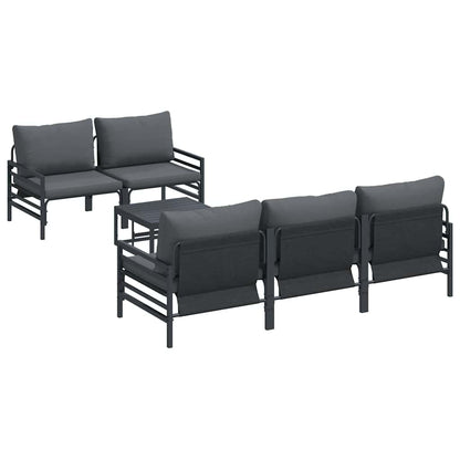 Gartensofa-set mit Kissen 6 pcs Schwarz Stahl