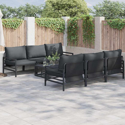 vidaXL Ensemble de canapés de jardin avec coussins 7 pcs Noir Acier