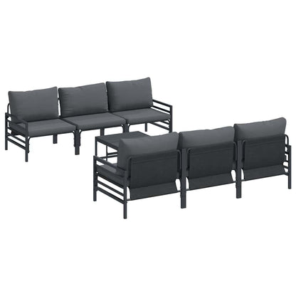 vidaXL Ensemble de canapés de jardin avec coussins 7 pcs Noir Acier