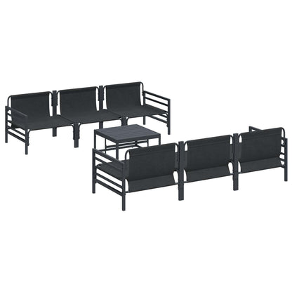 vidaXL Ensemble de canapés de jardin avec coussins 7 pcs Noir Acier
