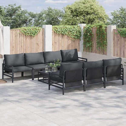 Gartensofa-set mit Kissen 8 pcs Schwarz Stahl