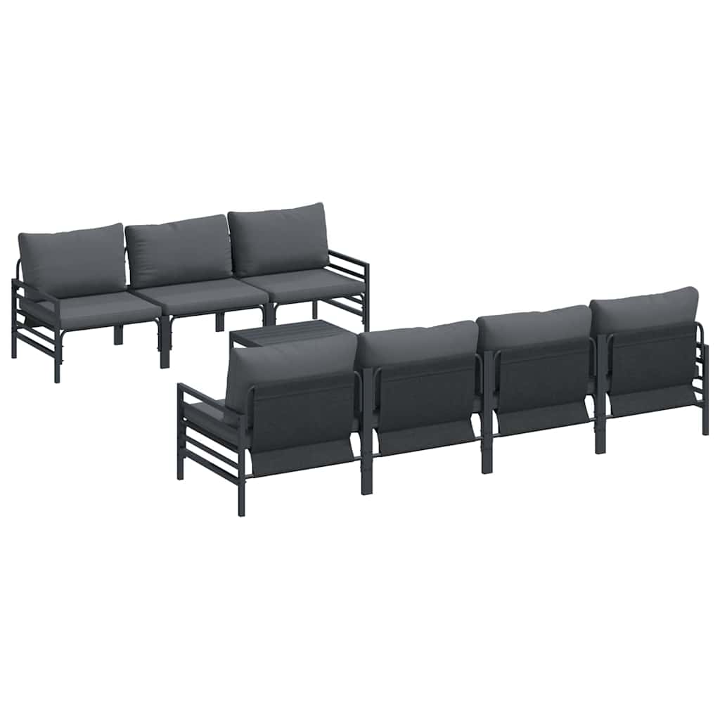 Gartensofa-set mit Kissen 8 pcs Schwarz Stahl