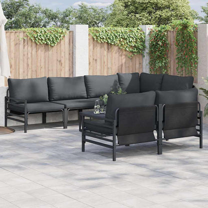 vidaXL Gartensofa-set mit Kissen 7 pcs Schwarz Stahl