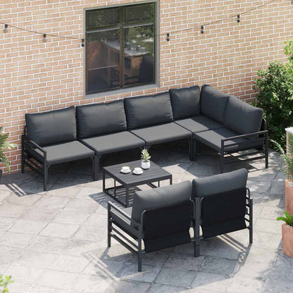 vidaXL Gartensofa-set mit Kissen 7 pcs Schwarz Stahl