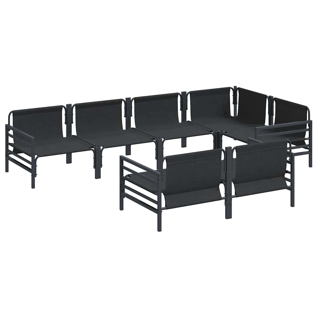 vidaXL Gartensofa-set mit Kissen 7 pcs Schwarz Stahl