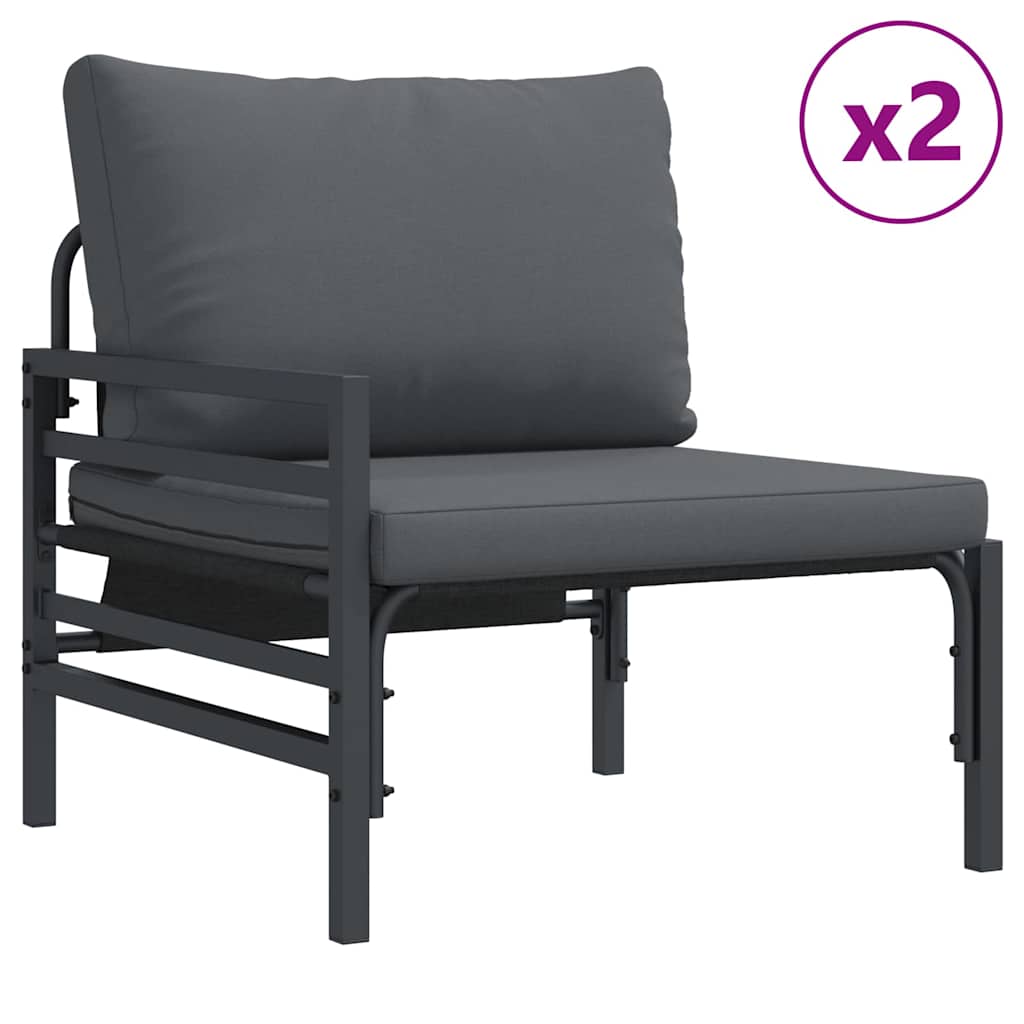 Gartensofa-set mit Kissen 3 pcs Schwarz Stahl