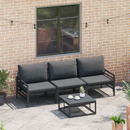 vidaXL Gartensofa-set mit Kissen 4 pcs Schwarz Stahl