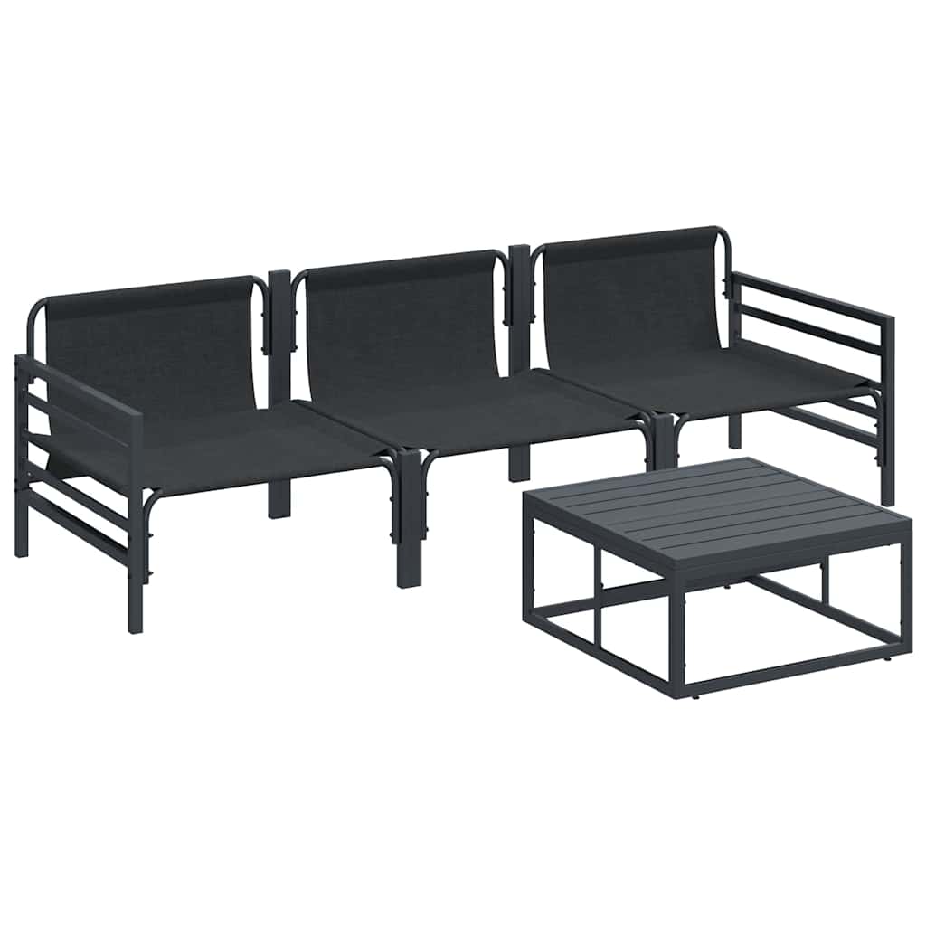 vidaXL Gartensofa-set mit Kissen 4 pcs Schwarz Stahl