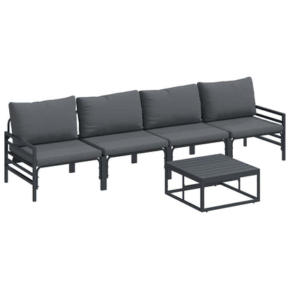 Gartensofa-set mit Kissen 5 pcs Schwarz Stahl