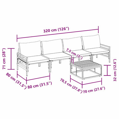 Gartensofa-set mit Kissen 5 pcs Schwarz Stahl