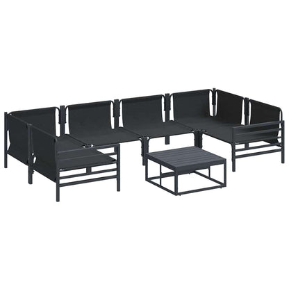 Gartensofa-set mit Kissen 7 pcs Schwarz Stahl