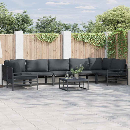 Gartensofa-set mit Kissen 8 pcs Schwarz Stahl