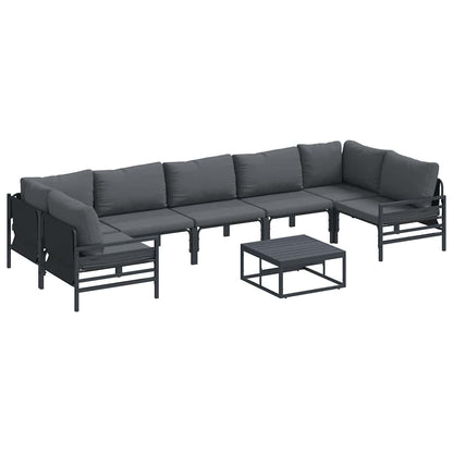 Gartensofa-set mit Kissen 8 pcs Schwarz Stahl