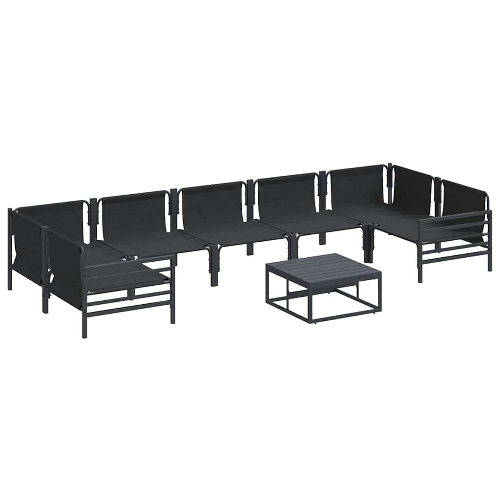 Gartensofa-set mit Kissen 8 pcs Schwarz Stahl