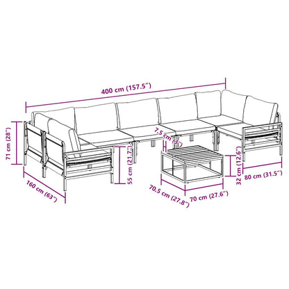 Gartensofa-set mit Kissen 8 pcs Schwarz Stahl