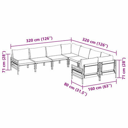 Garten-Sofa-Set mit Kissen Anthrazit Stahl