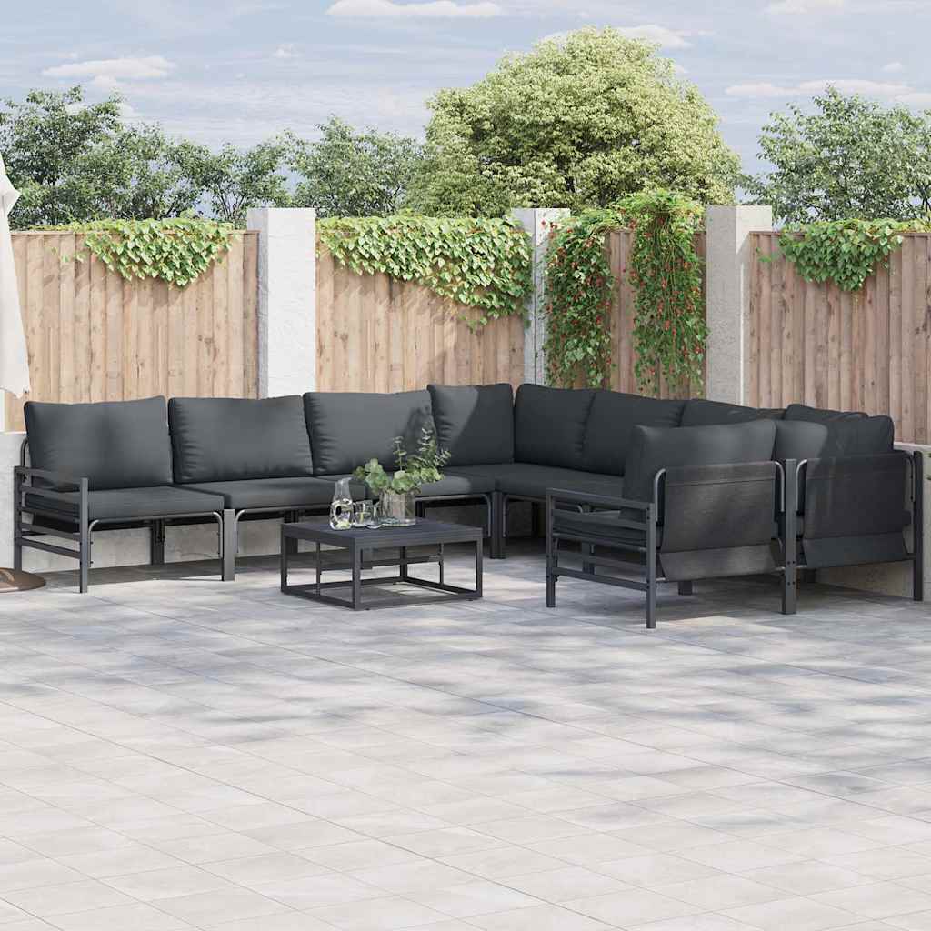 vidaXL Garten-Sofa-Set mit Kissen 9 pcs Anthrazit Stahl