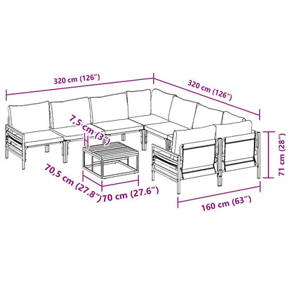 vidaXL Garten-Sofa-Set mit Kissen 9 pcs Anthrazit Stahl