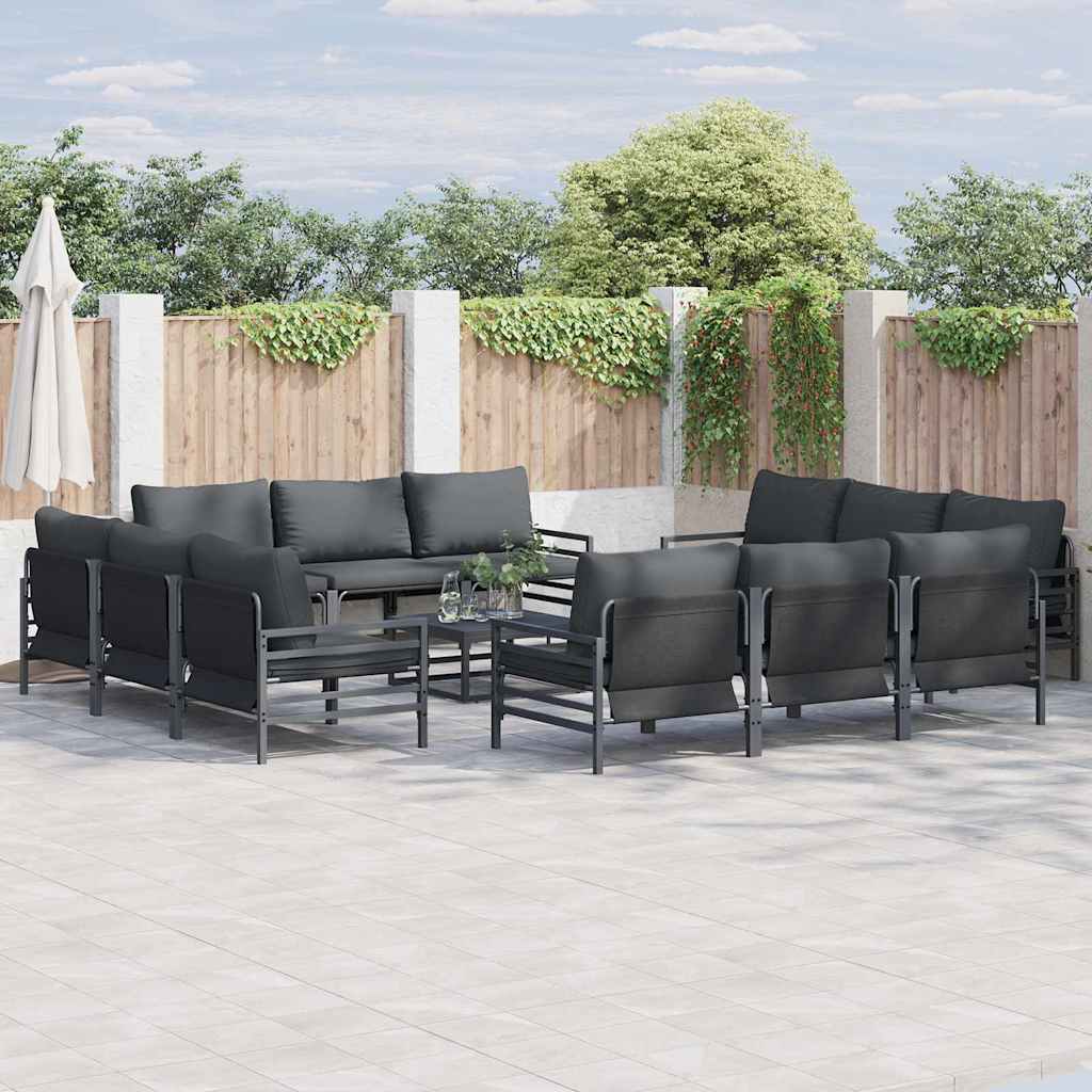 vidaXL Gartensofa-set mit Kissen 13 pcs Schwarz Stahl