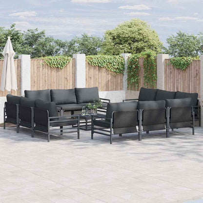 vidaXL Gartensofa-set mit Kissen 13 pcs Schwarz Stahl