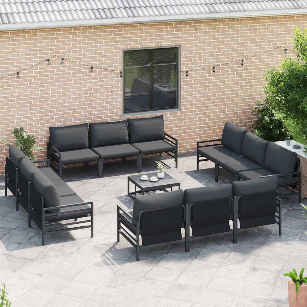 vidaXL Gartensofa-set mit Kissen 13 pcs Schwarz Stahl
